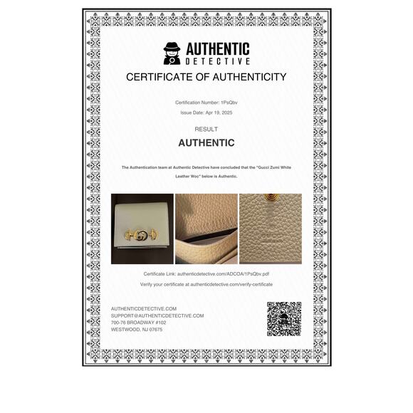 Gucci NIB Zumi Wallet on Chain in Ivory w/Box, Dustbag and COA - Picture 16 of 16